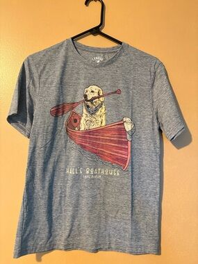LEAGUE 91 Hall's Boathouse  T-Shirt Women S Cotton Golden Retriever Outdoor Soft